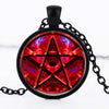 Red Glass Pentagram Witchcraft Pendant Necklace